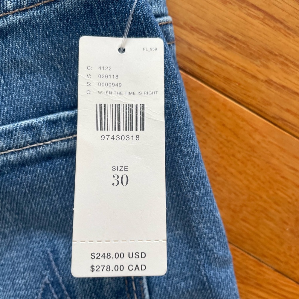 MOTHER NWT Blue Straight Leg Jeans Size 30 - Picture 2 of 5